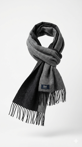 Grå/Svart Lammull Halsduk